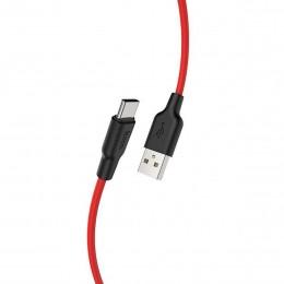 Кабель для зарядки USB C (Type-С) Hoco X21 Silicon красный